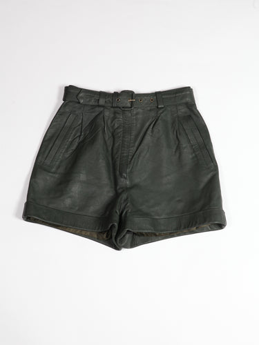 1980's Forrest Green Leather Shorts
