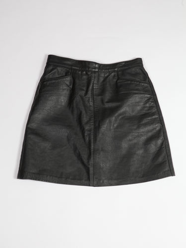 1980's Cosa Nova Black Leather Mini Skirt