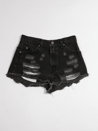 1990's Levi's Orange Tab Black Torn Jean Cutoff Shorts