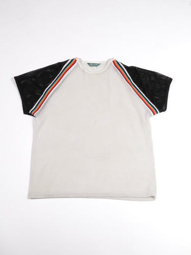 1970's Rainbow, White and Black Mesh Tee