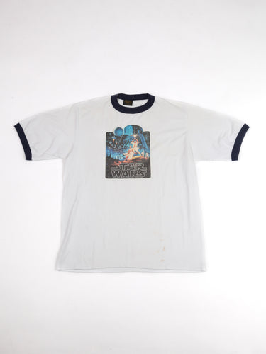 1977 Star Wars White and Navy Ringer Tee