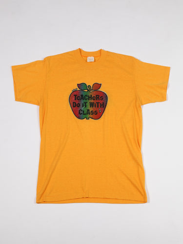 1970's Yellow Teachers Sparkly Graphic Tee