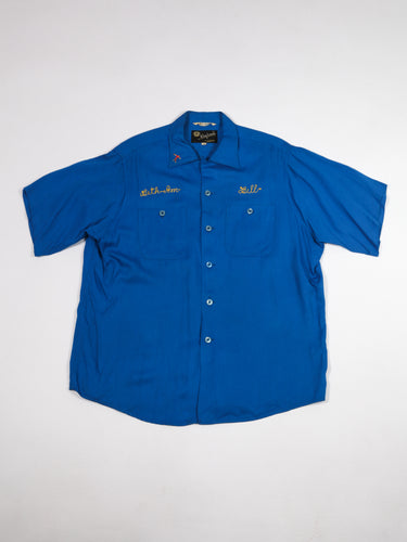 1950's Blue Rite-Roll Loop Collar Bowling Shirt