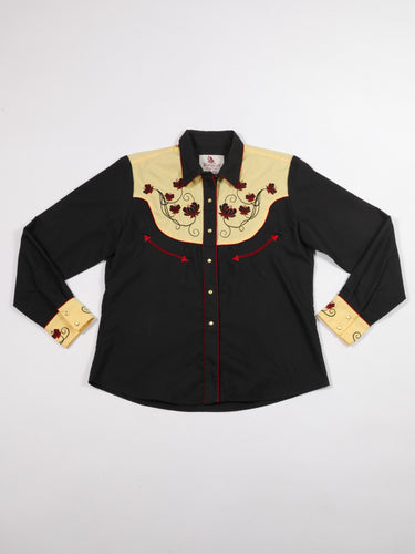 1990's Ranger's Black and Yellow Western Button Up