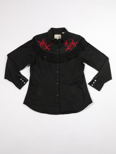 1990's Roper Black Fringe Button Up Western Shirt