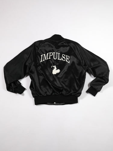 1980's Black Satin Bomber Jacket