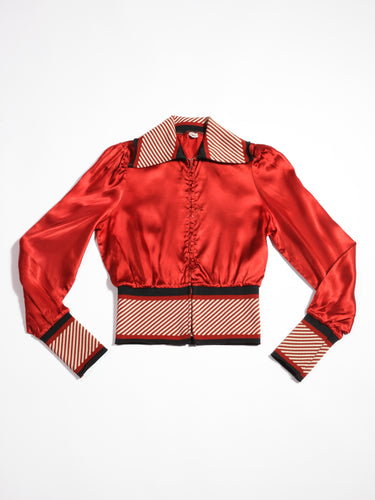 Rare Early 1970's Red Rayon Cropped Jacket