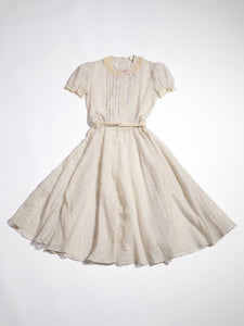 1970's White and Purple Floral Prairie Dress