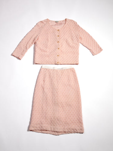 1960's Pink Pastel Knit Skirt Set