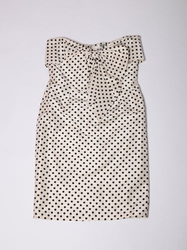 1980's Bill Blass Polka Dot Strapless Dress