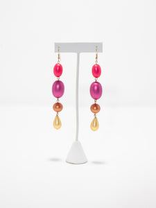 Sunset Metallic Faux Pearl Drop Earrings