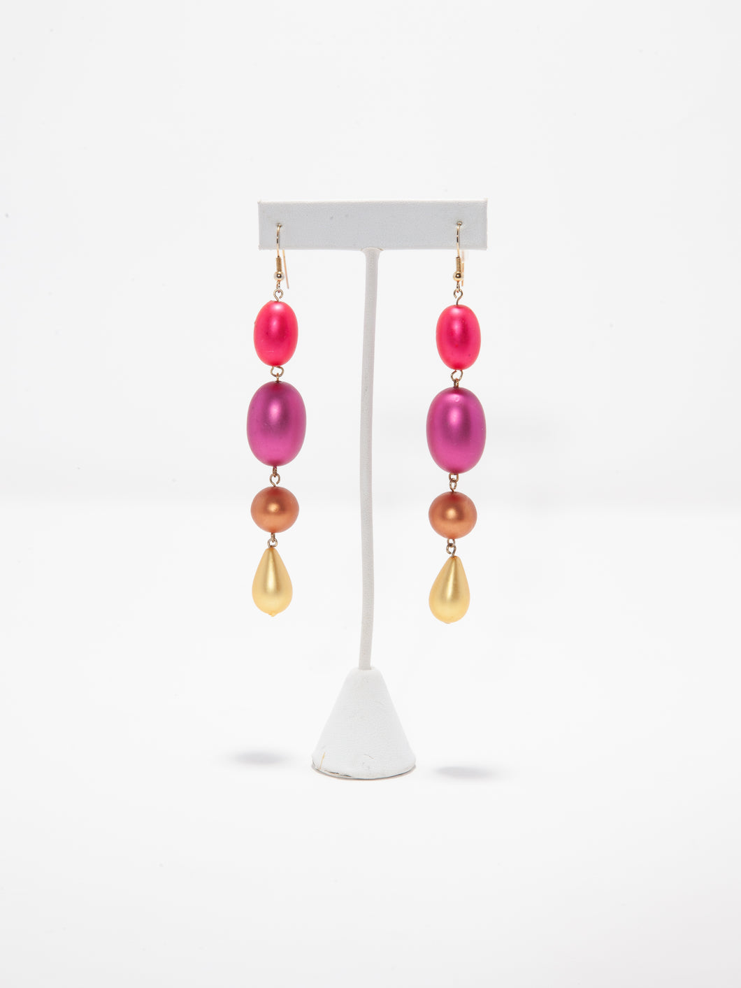 Sunset Metallic Faux Pearl Drop Earrings