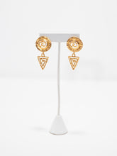 Load image into Gallery viewer, 1980&#39;s Geometric Gold Tone Stick Dangle Earrings