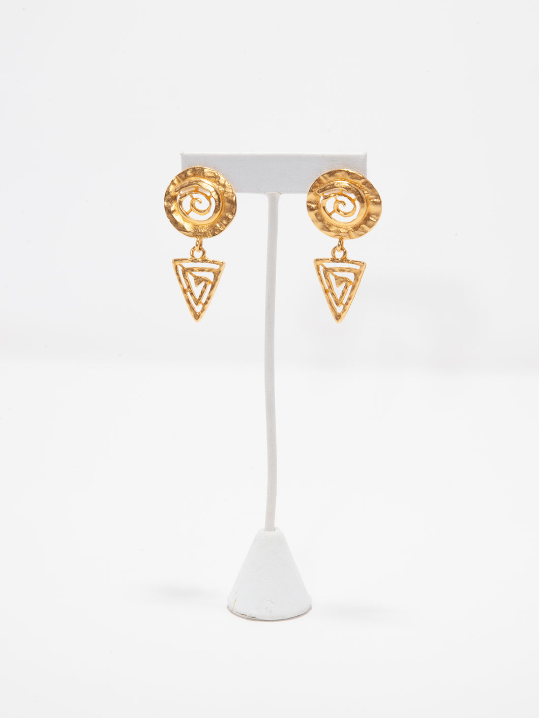 1980's Geometric Gold Tone Stick Dangle Earrings