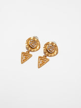 Load image into Gallery viewer, 1980&#39;s Geometric Gold Tone Stick Dangle Earrings