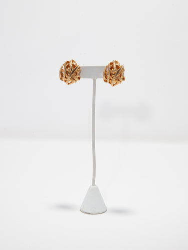 Natori Gold Tone Etched Clip Earrings