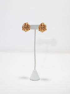 Natori Gold Tone Etched Clip Earrings