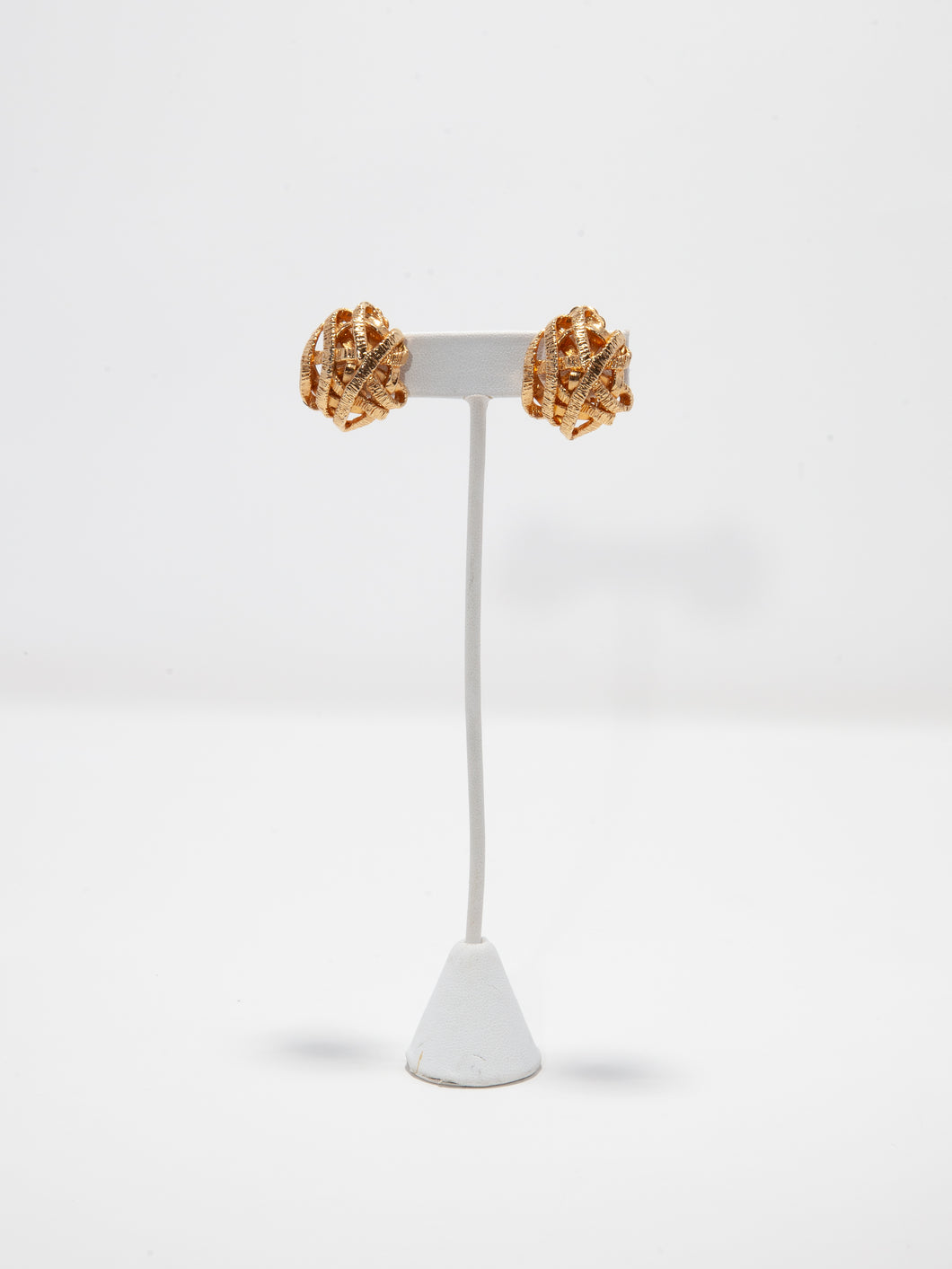 Natori Gold Tone Etched Clip Earrings