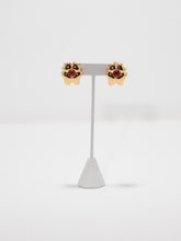 Load image into Gallery viewer, 1980&#39;s Nina Ricci Gold and Garnet Tone Clip Earrings