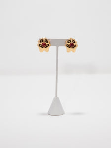 1980's Nina Ricci Gold and Garnet Tone Clip Earrings