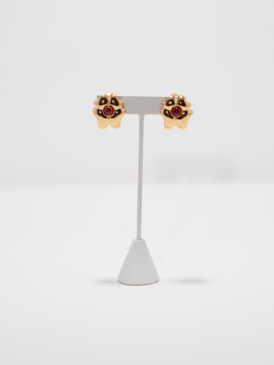 1980's Nina Ricci Gold and Garnet Tone Clip Earrings