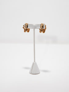 1980's Nina Ricci Gold and Garnet Tone Clip Earrings
