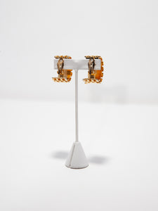 1980's Chunky Chain Gold Tone Clip Earrings