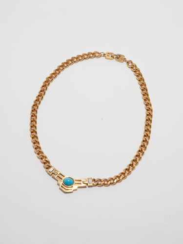 1980 Givenchy Deco Southwestern Style Gold Tone Chain Necklace
