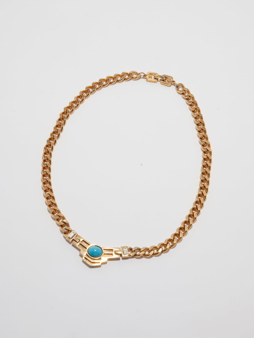 1980 Givenchy Deco Southwestern Style Gold Tone Chain Necklace