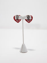 Load image into Gallery viewer, 1980&#39;s Red Enamel Heart Clip Earrings