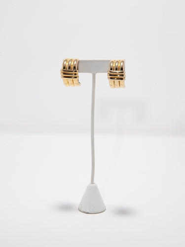 1990's Linear Gold Tone Clip Earrings