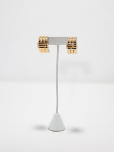 1990's Linear Gold Tone Clip Earrings