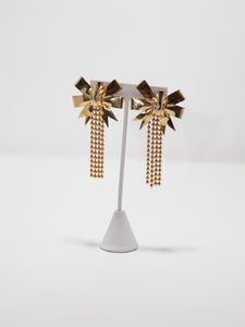 1980's Gold Tone Bow Clip Earrings