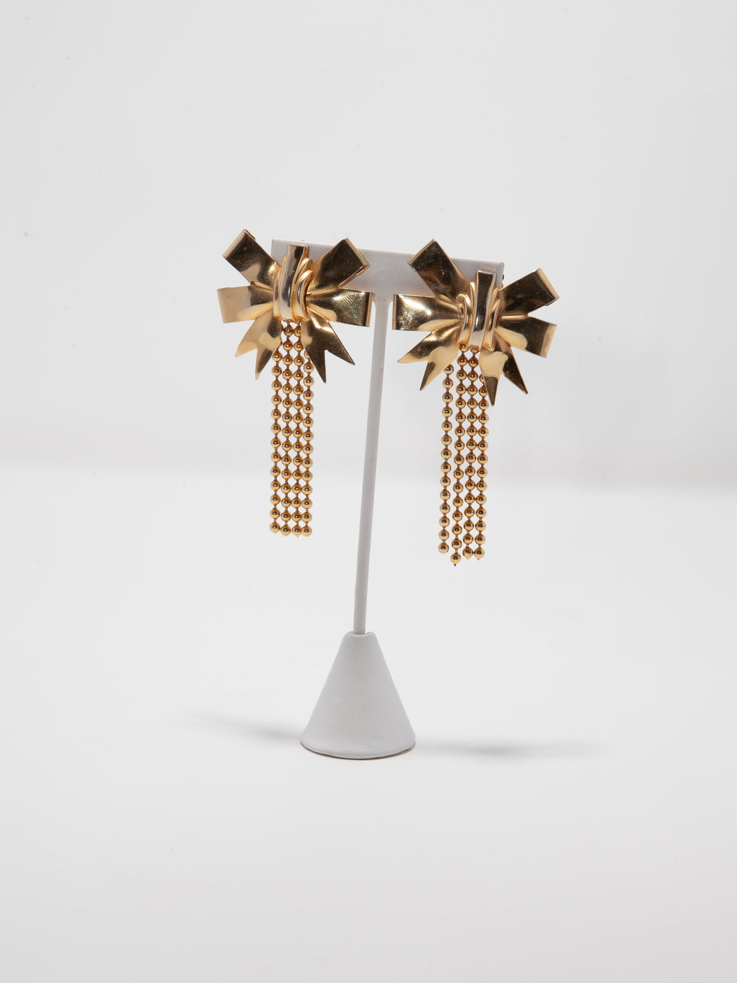 1980's Gold Tone Bow Clip Earrings