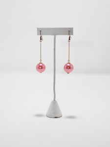 1960's Gold Drop Faux Pink Pearl Earrings