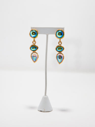 1980's Norma Jean Aurora Glass Drop Earrings