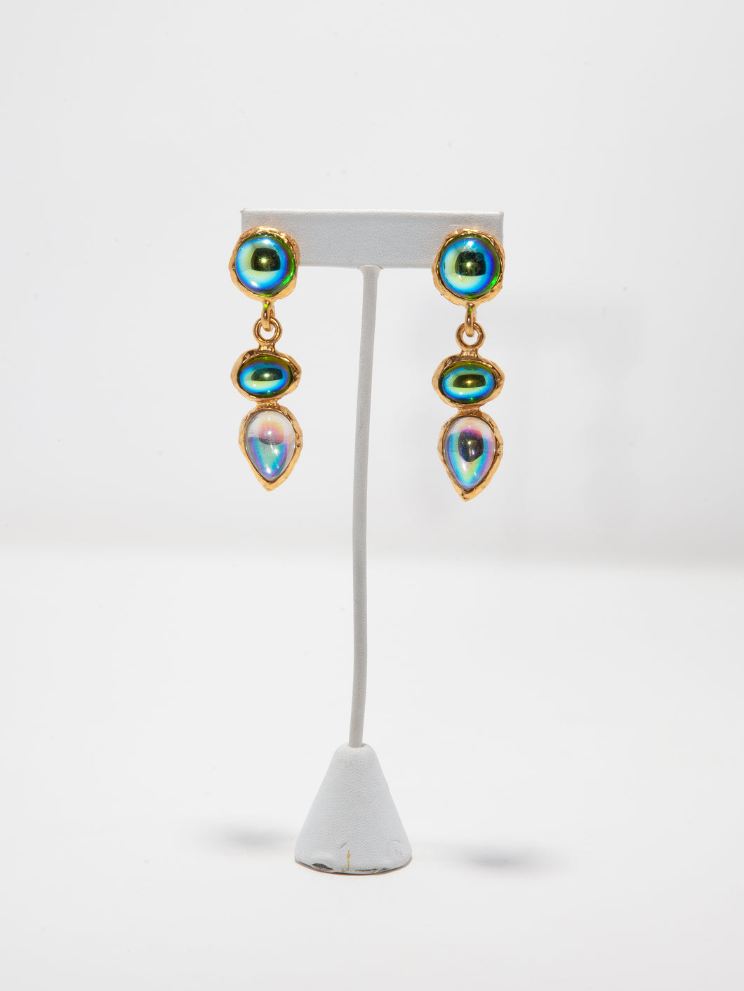 1980's Norma Jean Aurora Glass Drop Earrings