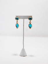 Load image into Gallery viewer, 1980&#39;s Norma Jean Aqua Blue Glass Drop Dangle Earrings