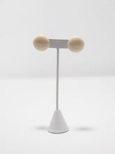 Load image into Gallery viewer, 1960&#39;s Mod Cream and White Spiral Round Resin Stud Earrings