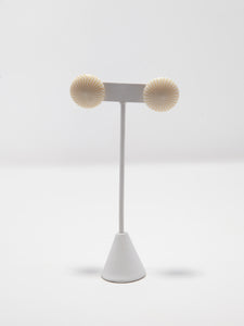 1960's Mod Cream and White Spiral Round Resin Stud Earrings