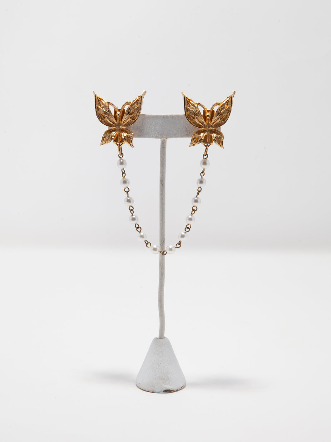 1950's Gold Butterfly and Pearl Sweater Clip