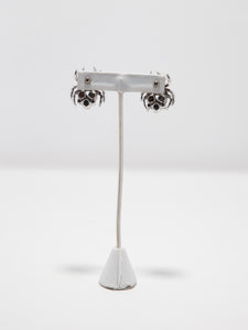 Vintage Silver Rhinestone Spider Stud Earrings