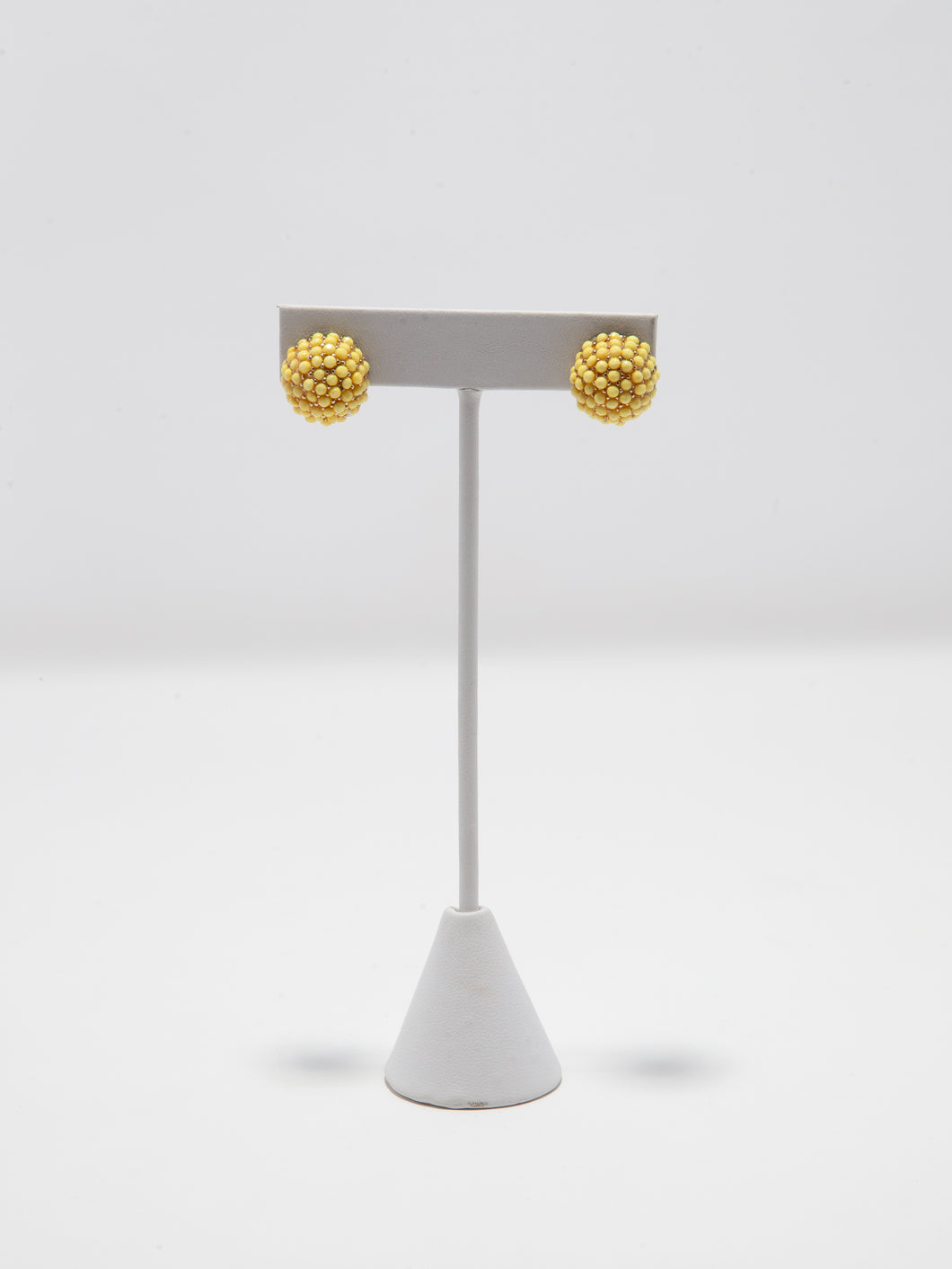 1950's Yellow Enamel Dot Stud Earrings