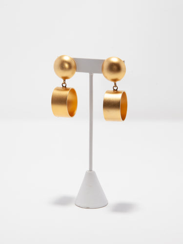 1980's Marcy Feld Gold Mod Clip Earrings
