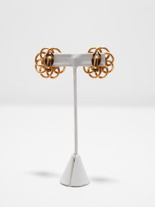1980's Mixed Metals Daisy Loop Clip Earrings