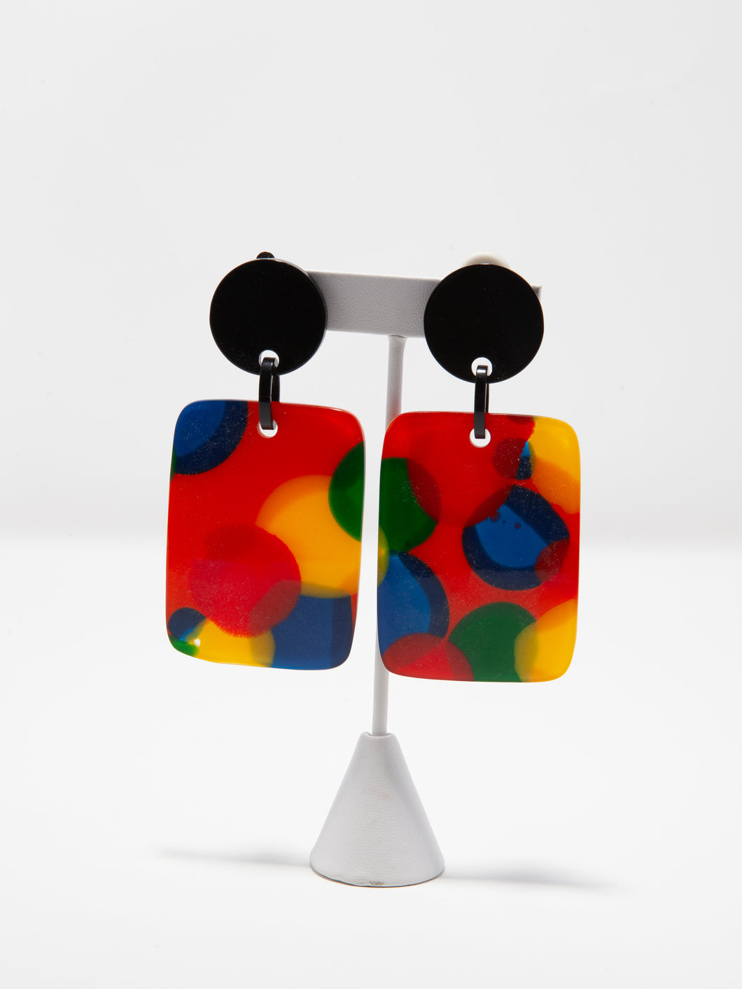 1980's Marion Godart Multi Plastic Earrings