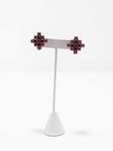 Load image into Gallery viewer, 1980&#39;s Red and Pink Square Cut Clip Earrings and Broach Set