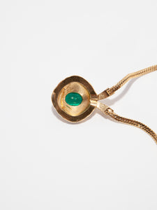 Vintage Nina Ricci Gold Crystal and Emerald Clip Earring and Necklace Set