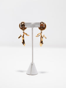 1980's Gold Tone Shoe Clip Earrings Ellen Designs