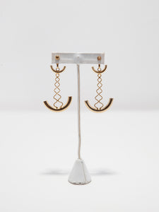 1980's Gold Tone Half Moon Dangle Earrings